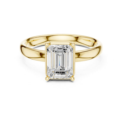 Emerald Solitaire Lab Grown Diamond Engagement Ring