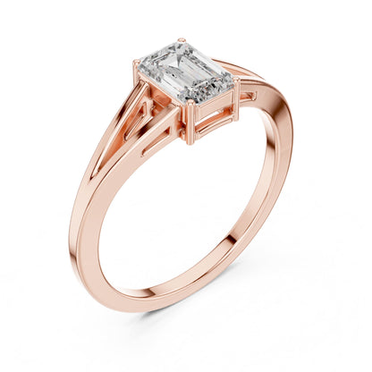 Emerald Solitaire Lab Grown Diamond Engagement Ring
