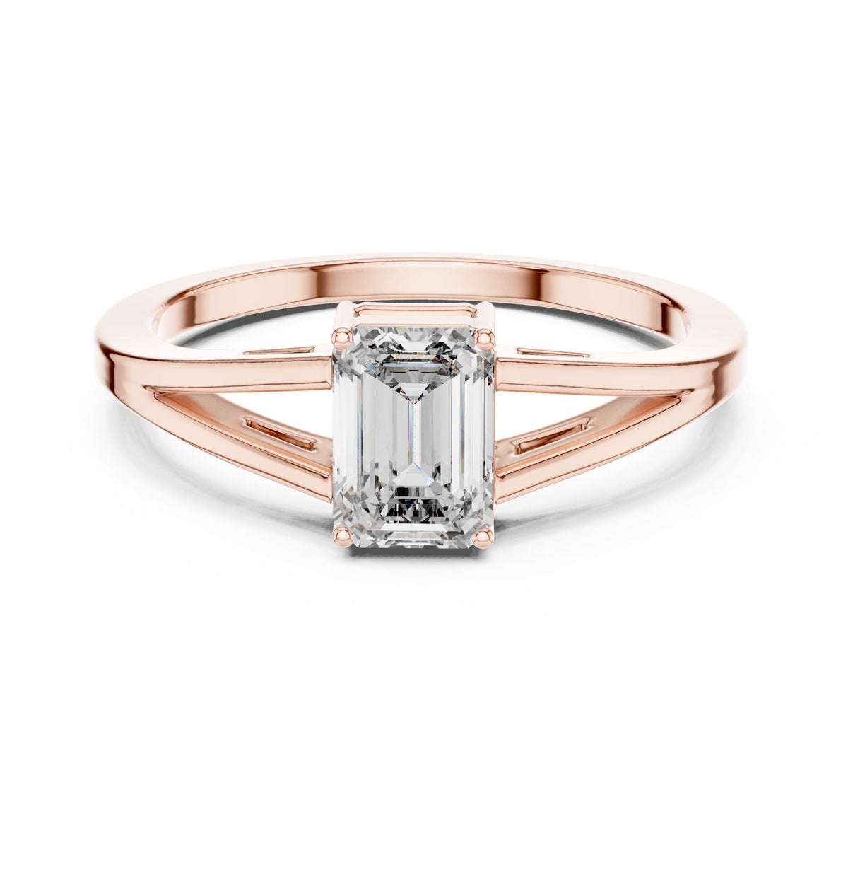 Emerald Solitaire Lab Grown Diamond Engagement Ring