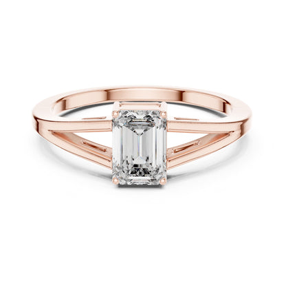 Emerald Solitaire Lab Grown Diamond Engagement Ring