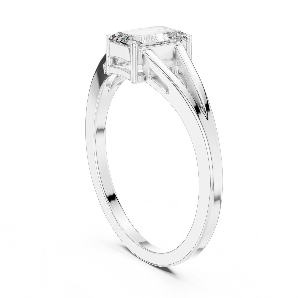 Emerald Solitaire Lab Grown Diamond Engagement Ring