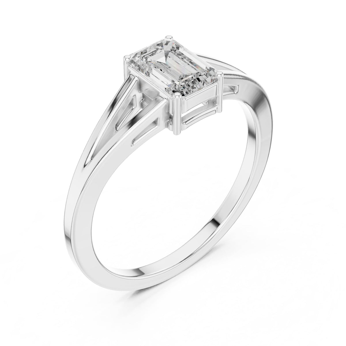 Emerald Solitaire Lab Grown Diamond Engagement Ring