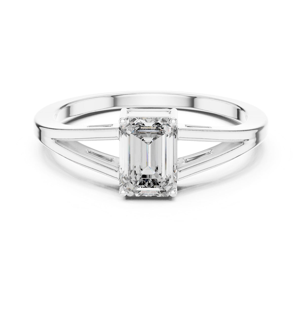 Emerald Solitaire Lab Grown Diamond Engagement Ring