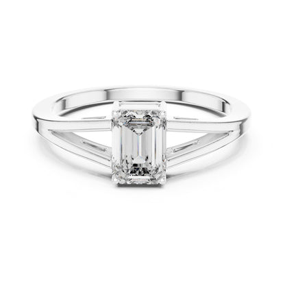 Emerald Solitaire Lab Grown Diamond Engagement Ring