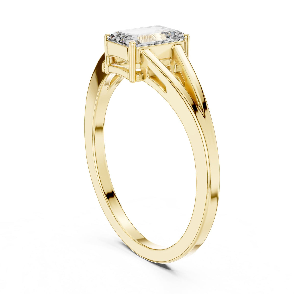 Emerald Solitaire Lab Grown Diamond Engagement Ring