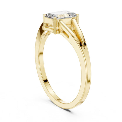 Emerald Solitaire Lab Grown Diamond Engagement Ring