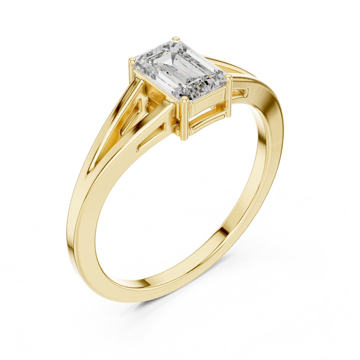 Emerald Solitaire Lab Grown Diamond Engagement Ring