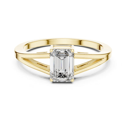 Emerald Solitaire Lab Grown Diamond Engagement Ring