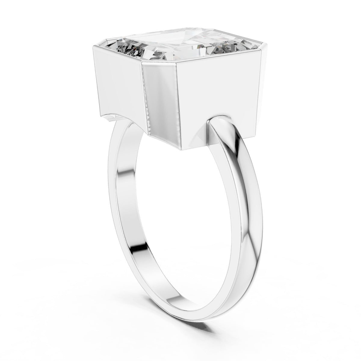Emerald Solitaire Lab Grown Diamond Engagement Ring