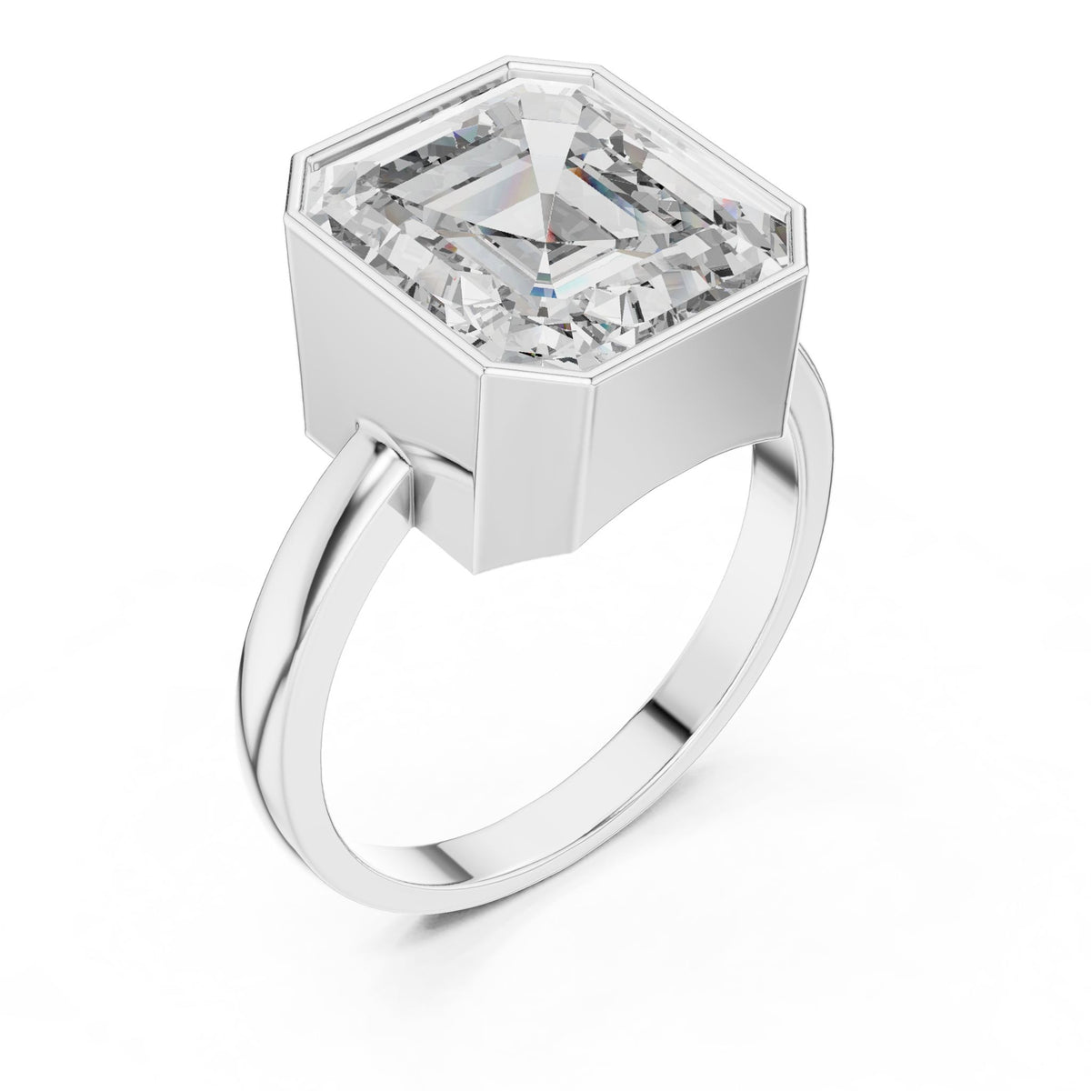 Emerald Solitaire Lab Grown Diamond Engagement Ring
