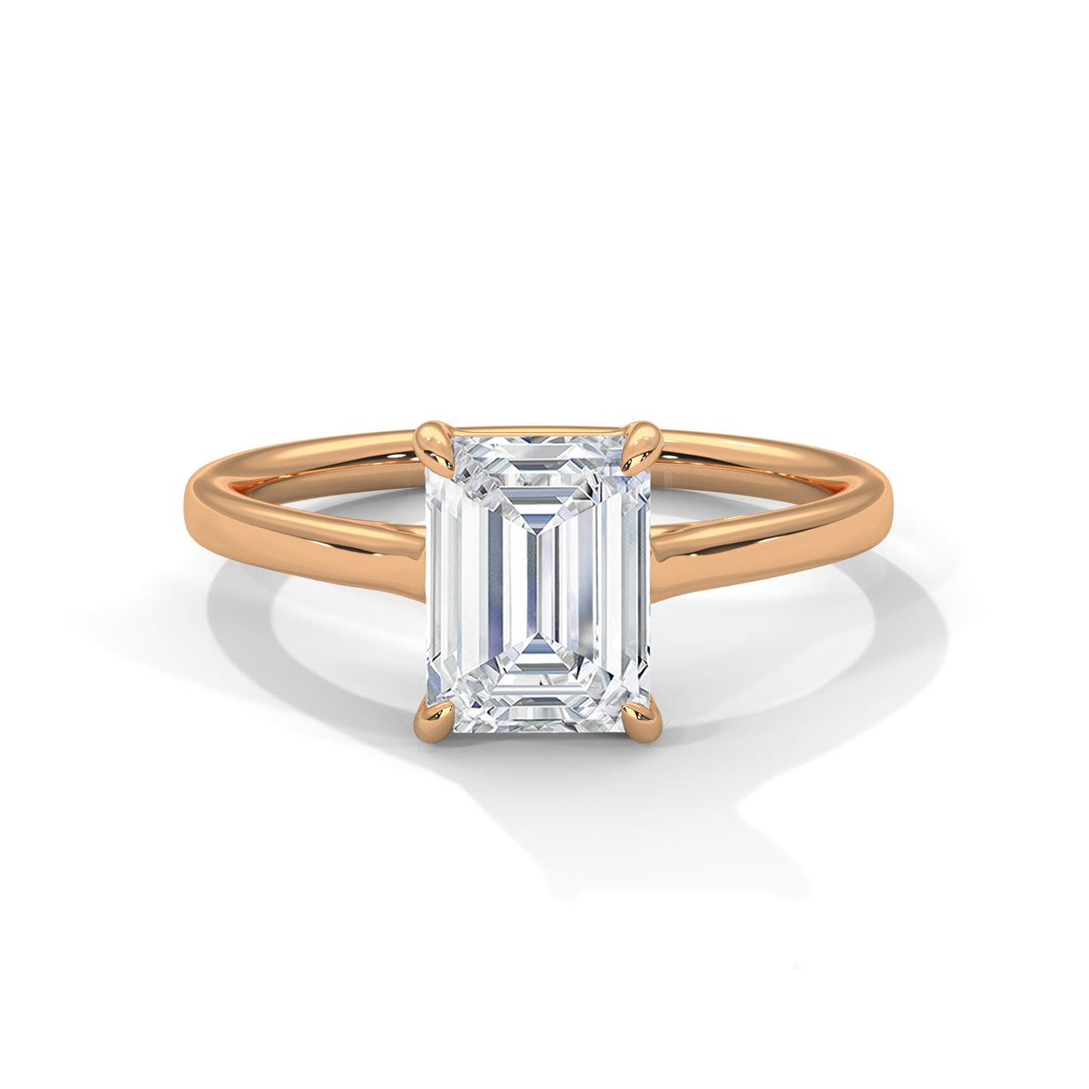 Emerald Solitaire Lab Grown Diamond Engagement Ring