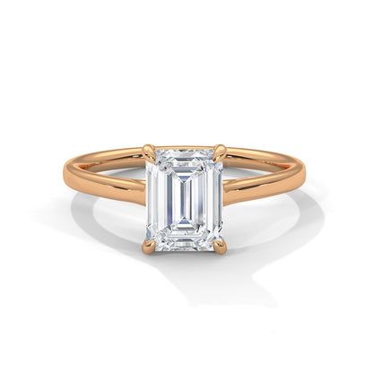 Emerald Solitaire Lab Grown Diamond Engagement Ring