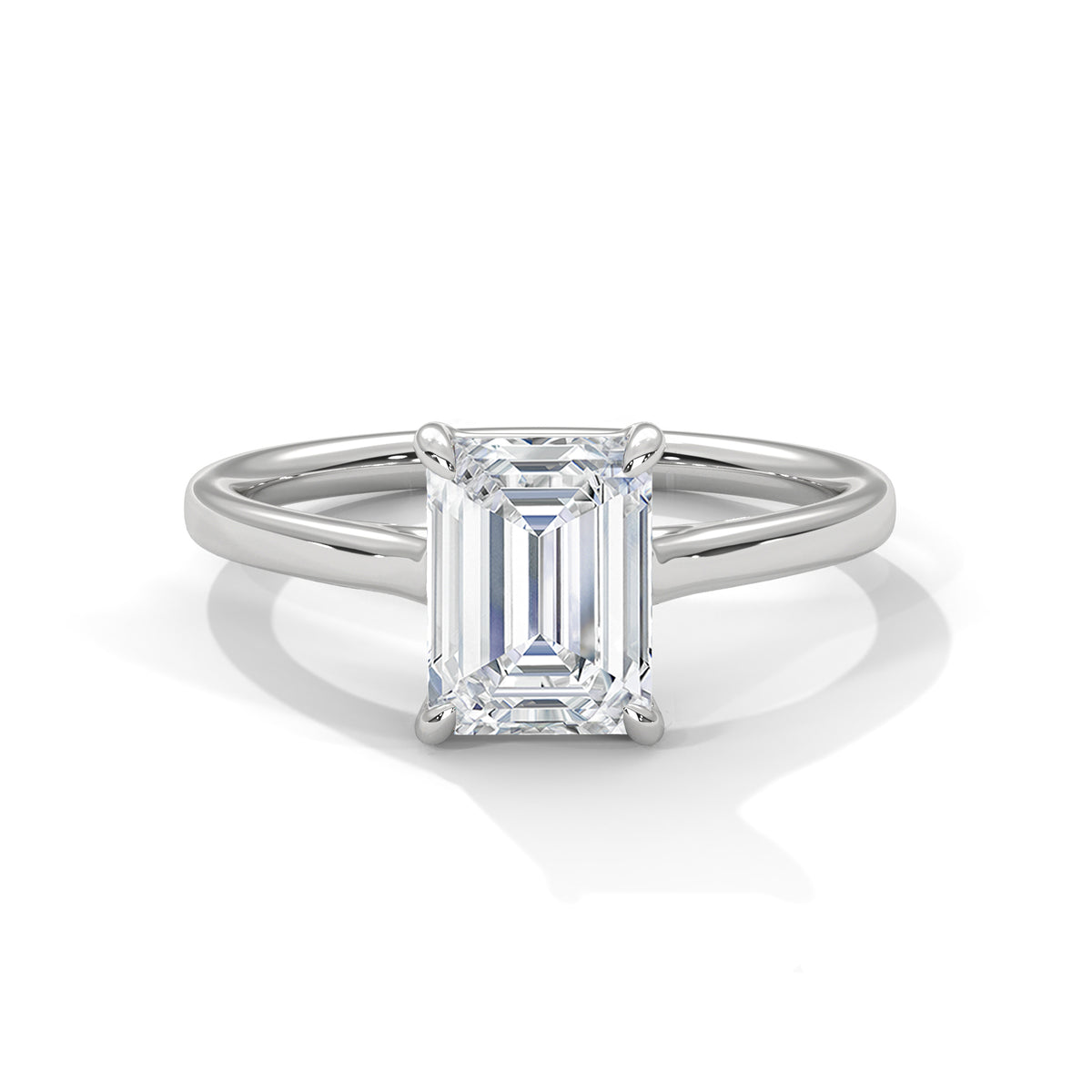 Emerald Solitaire Lab Grown Diamond Engagement Ring