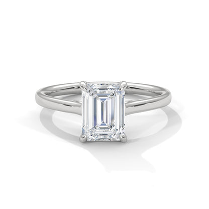 Emerald Solitaire Lab Grown Diamond Engagement Ring