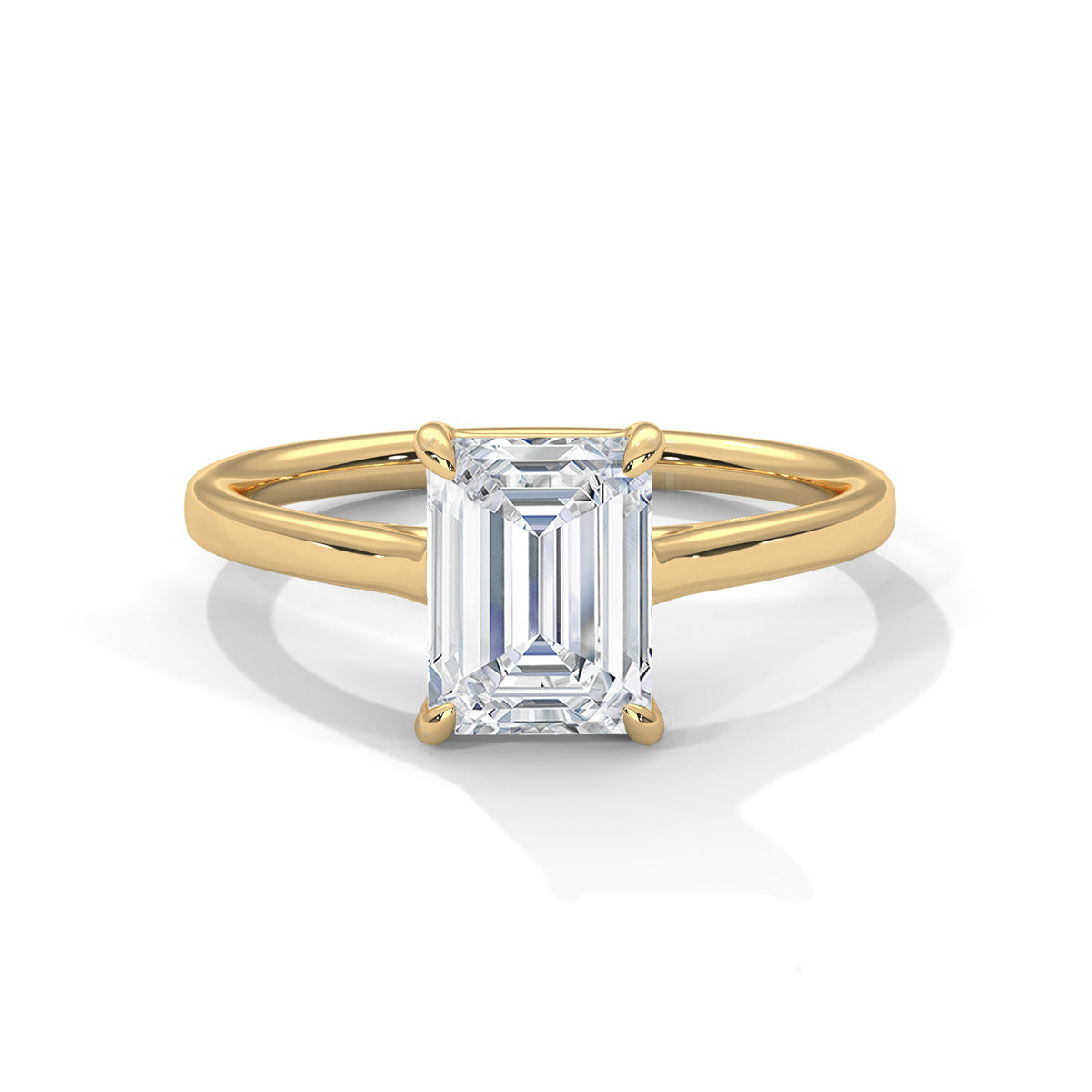 Emerald Solitaire Lab Grown Diamond Engagement Ring