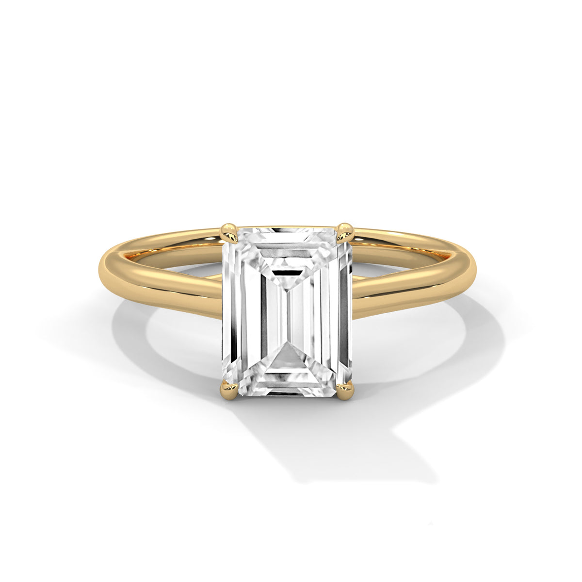 Emerald Solitaire Lab Grown Diamond Engagement Ring