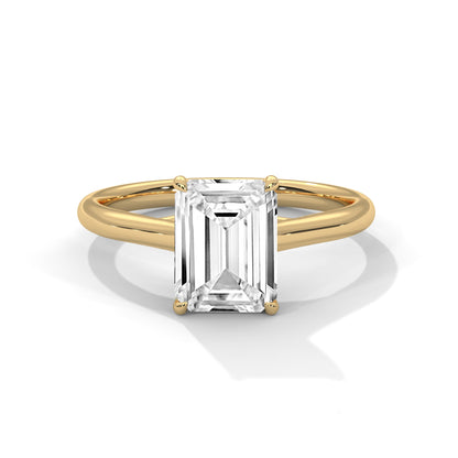 Emerald Solitaire Lab Grown Diamond Engagement Ring