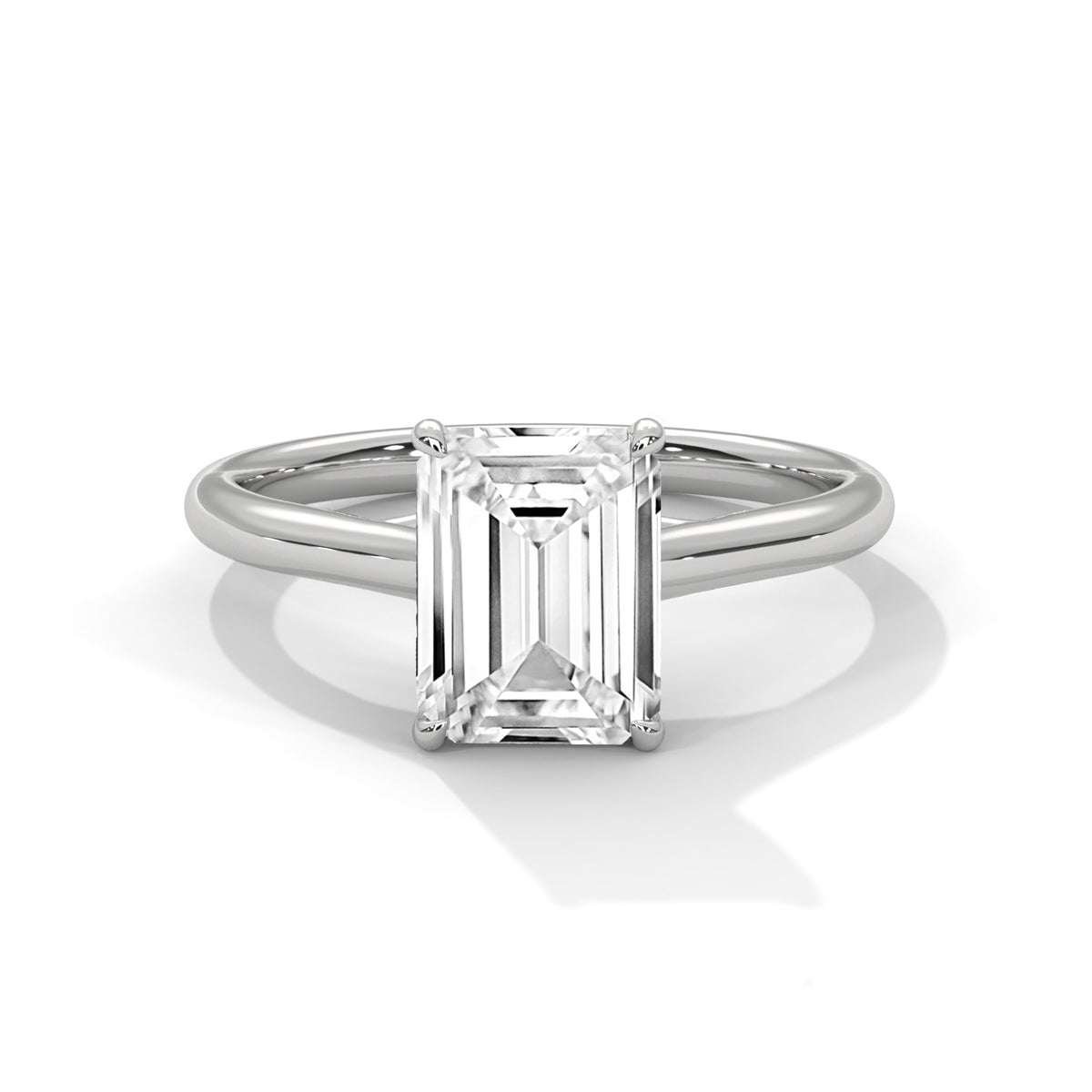 Emerald Solitaire Lab Grown Diamond Engagement Ring