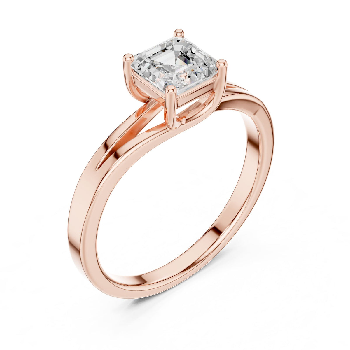 Emerald Solitaire Lab Grown Diamond Engagement Ring