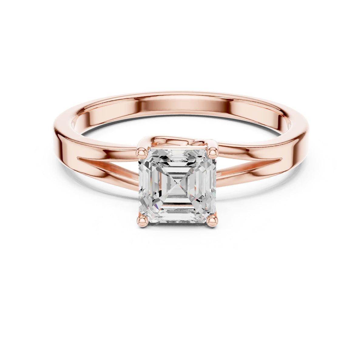 Emerald Solitaire Lab Grown Diamond Engagement Ring
