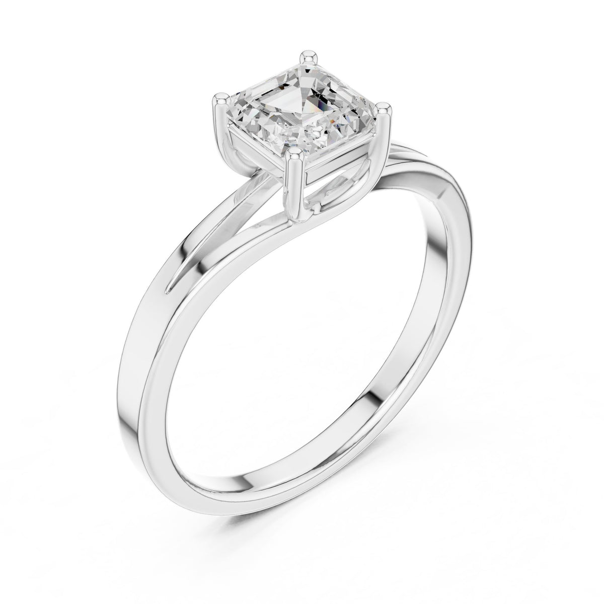 Emerald Solitaire Lab Grown Diamond Engagement Ring