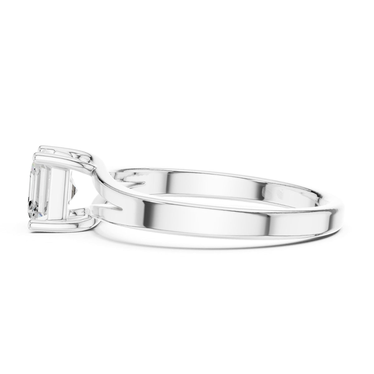 Emerald Solitaire Lab Grown Diamond Engagement Ring