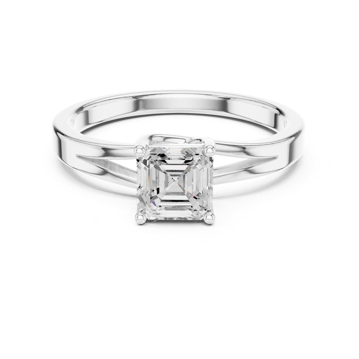 Emerald Solitaire Lab Grown Diamond Engagement Ring