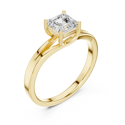 Emerald Solitaire Lab Grown Diamond Engagement Ring