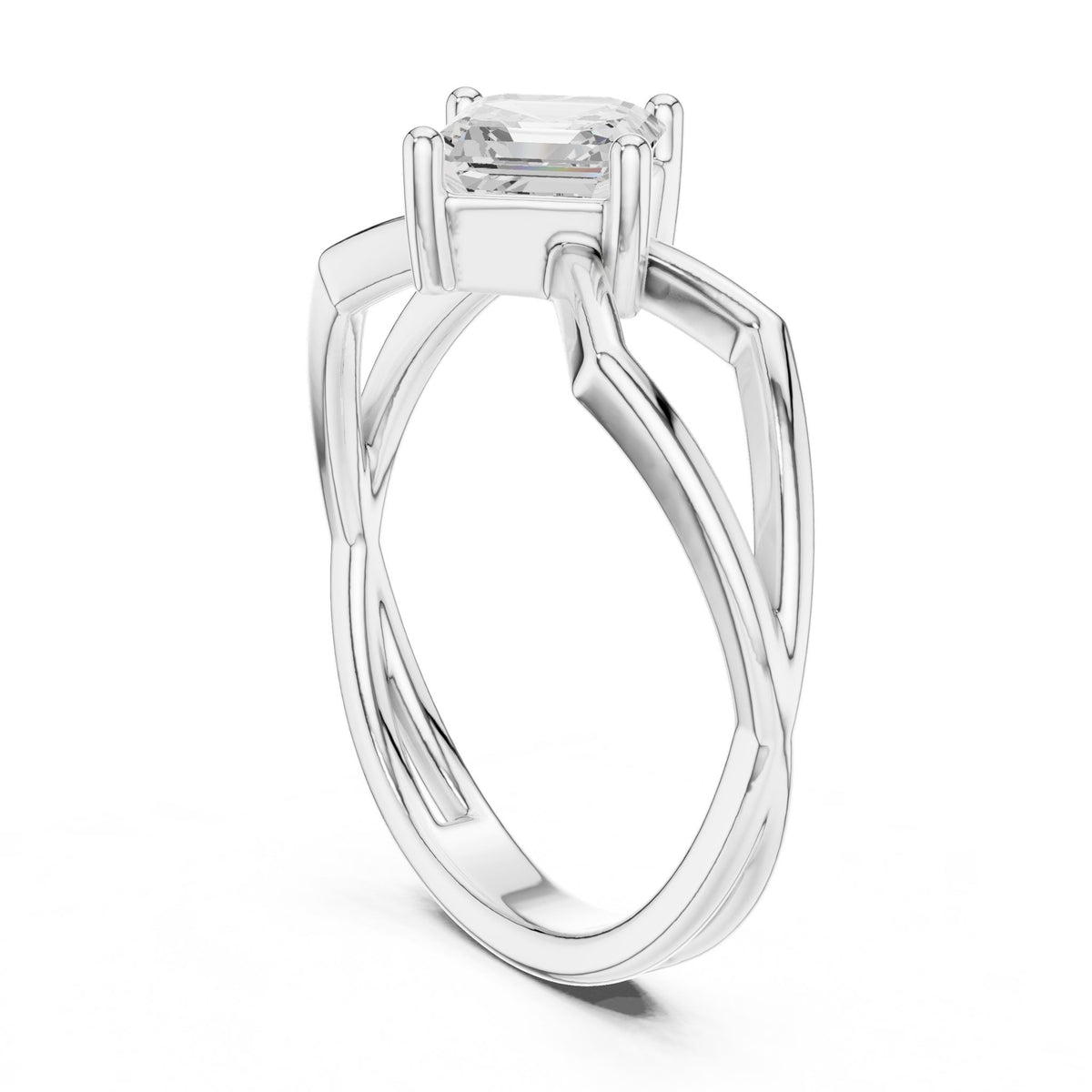 Emerald Solitaire Lab Grown Diamond Engagement Ring