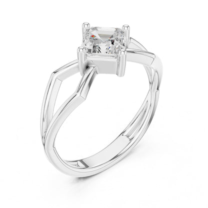 Emerald Solitaire Lab Grown Diamond Engagement Ring