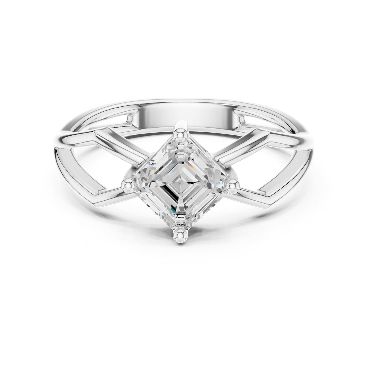 Emerald Solitaire Lab Grown Diamond Engagement Ring