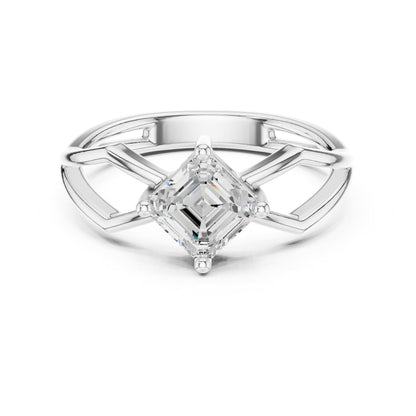 Emerald Solitaire Lab Grown Diamond Engagement Ring