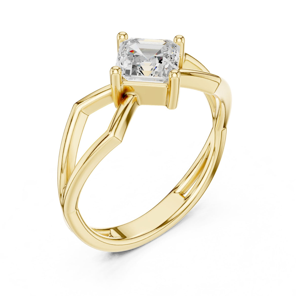 Emerald Solitaire Lab Grown Diamond Engagement Ring