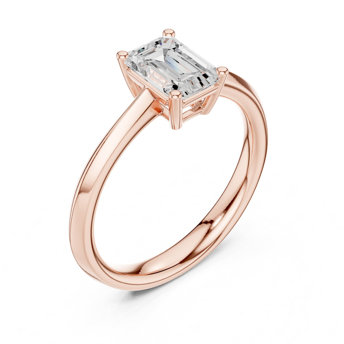 Emerald Solitaire Lab Grown Diamond Engagement Ring