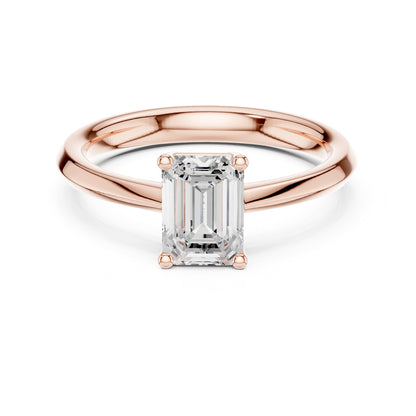 Emerald Solitaire Lab Grown Diamond Engagement Ring