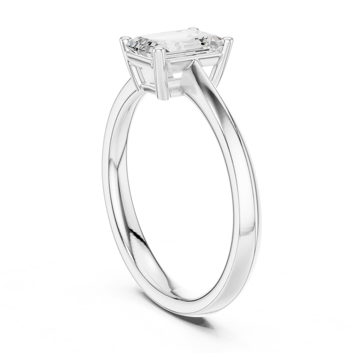 Emerald Solitaire Lab Grown Diamond Engagement Ring