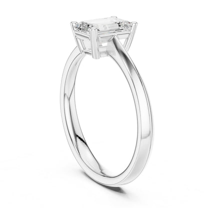 Emerald Solitaire Lab Grown Diamond Engagement Ring