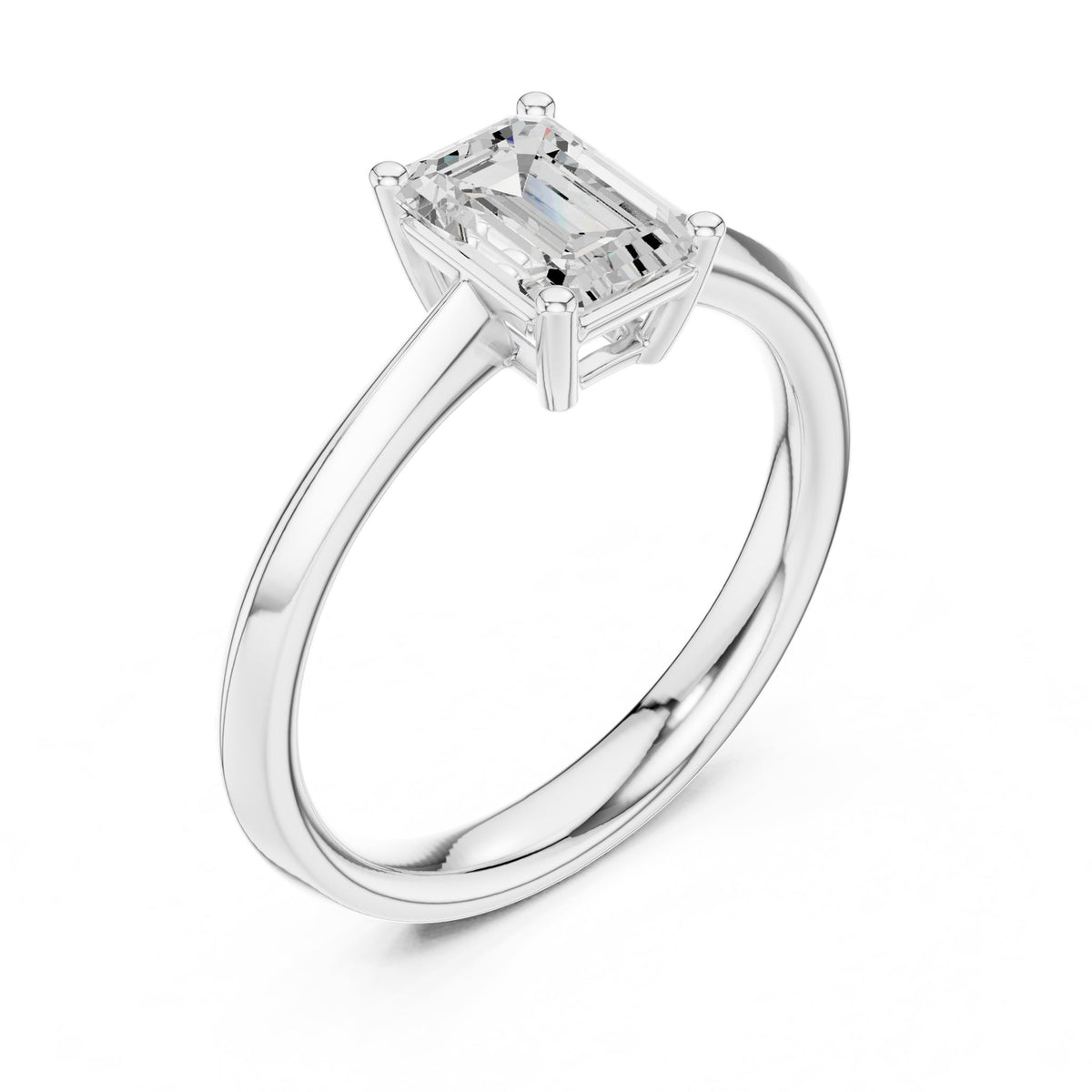 Emerald Solitaire Lab Grown Diamond Engagement Ring