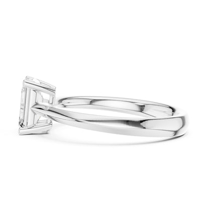 Emerald Solitaire Lab Grown Diamond Engagement Ring