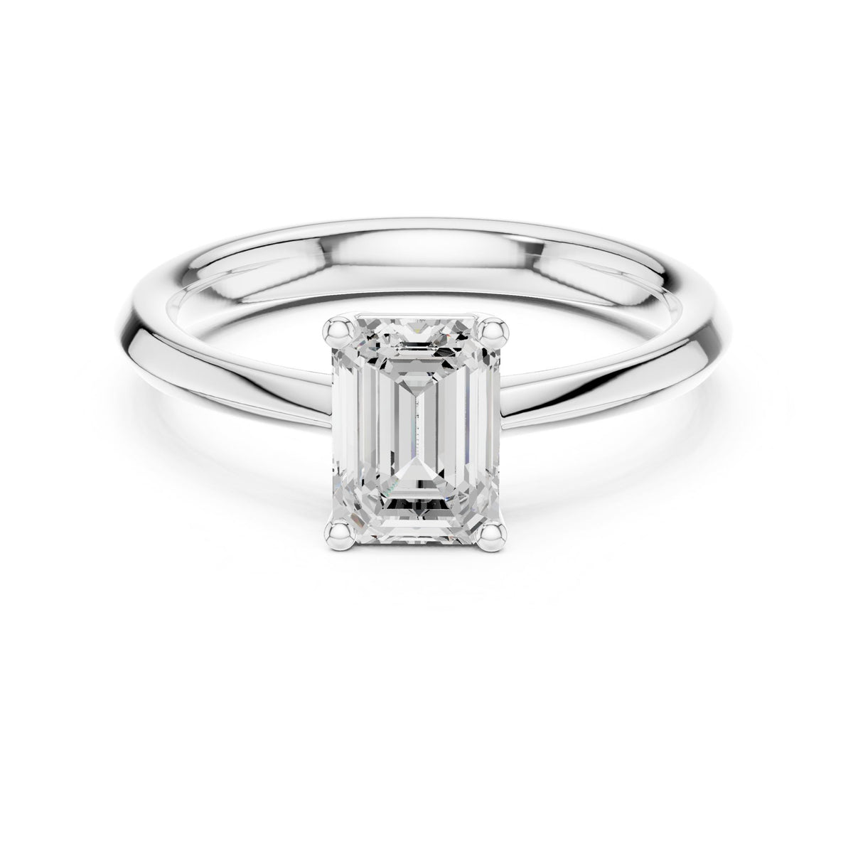 Emerald Solitaire Lab Grown Diamond Engagement Ring