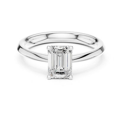 Emerald Solitaire Lab Grown Diamond Engagement Ring