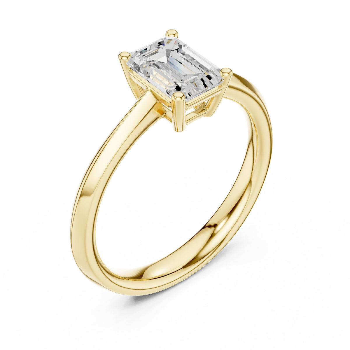 Emerald Solitaire Lab Grown Diamond Engagement Ring