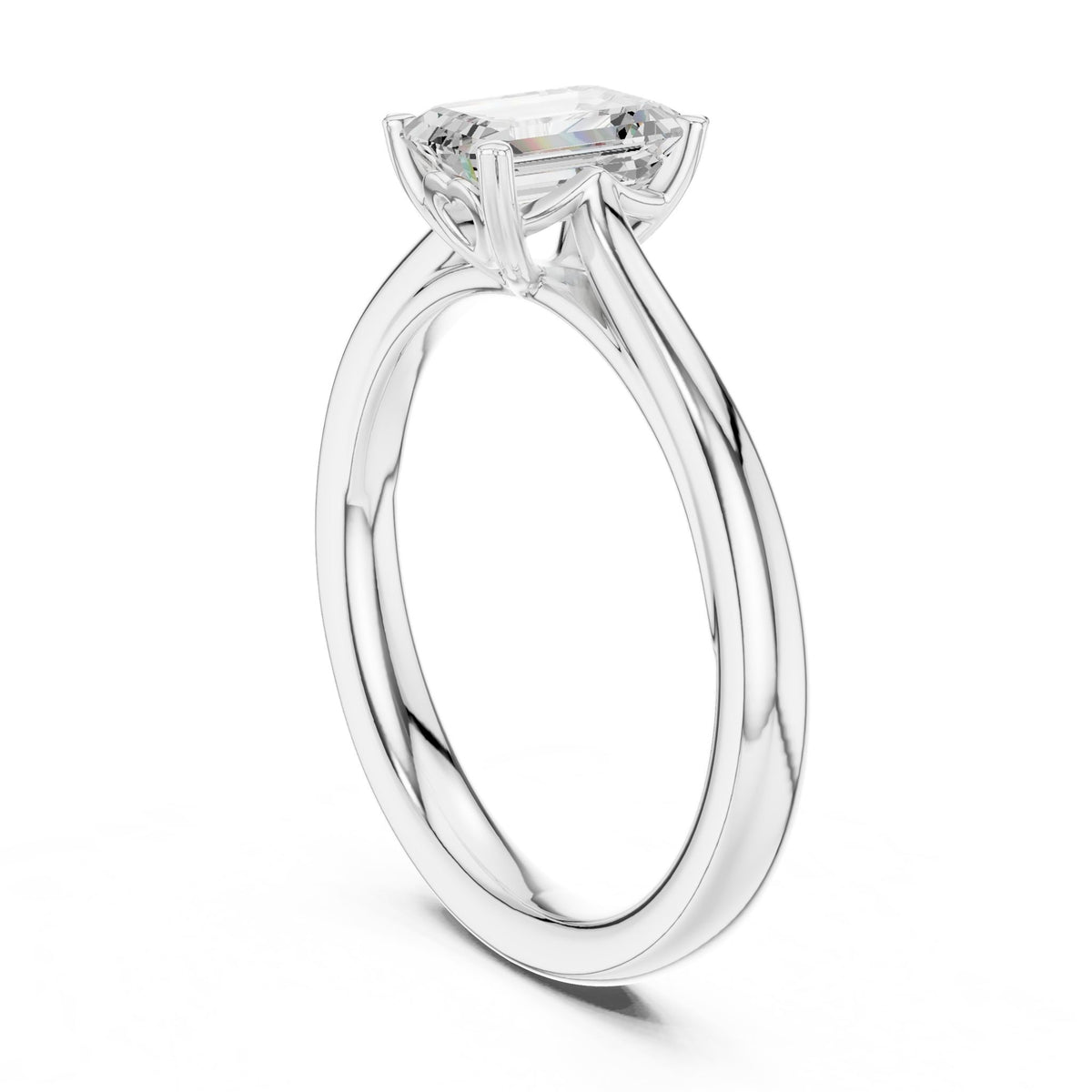 Emerald Solitaire Lab Grown Diamond Engagement Ring