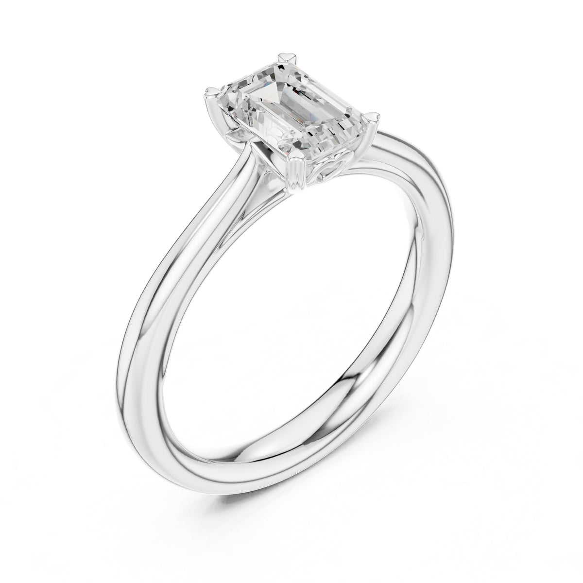 Emerald Solitaire Lab Grown Diamond Engagement Ring