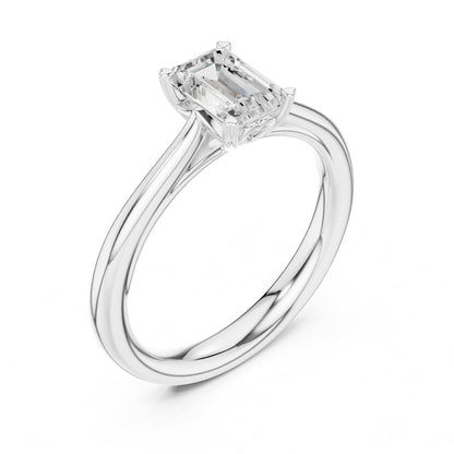 Emerald Solitaire Lab Grown Diamond Engagement Ring