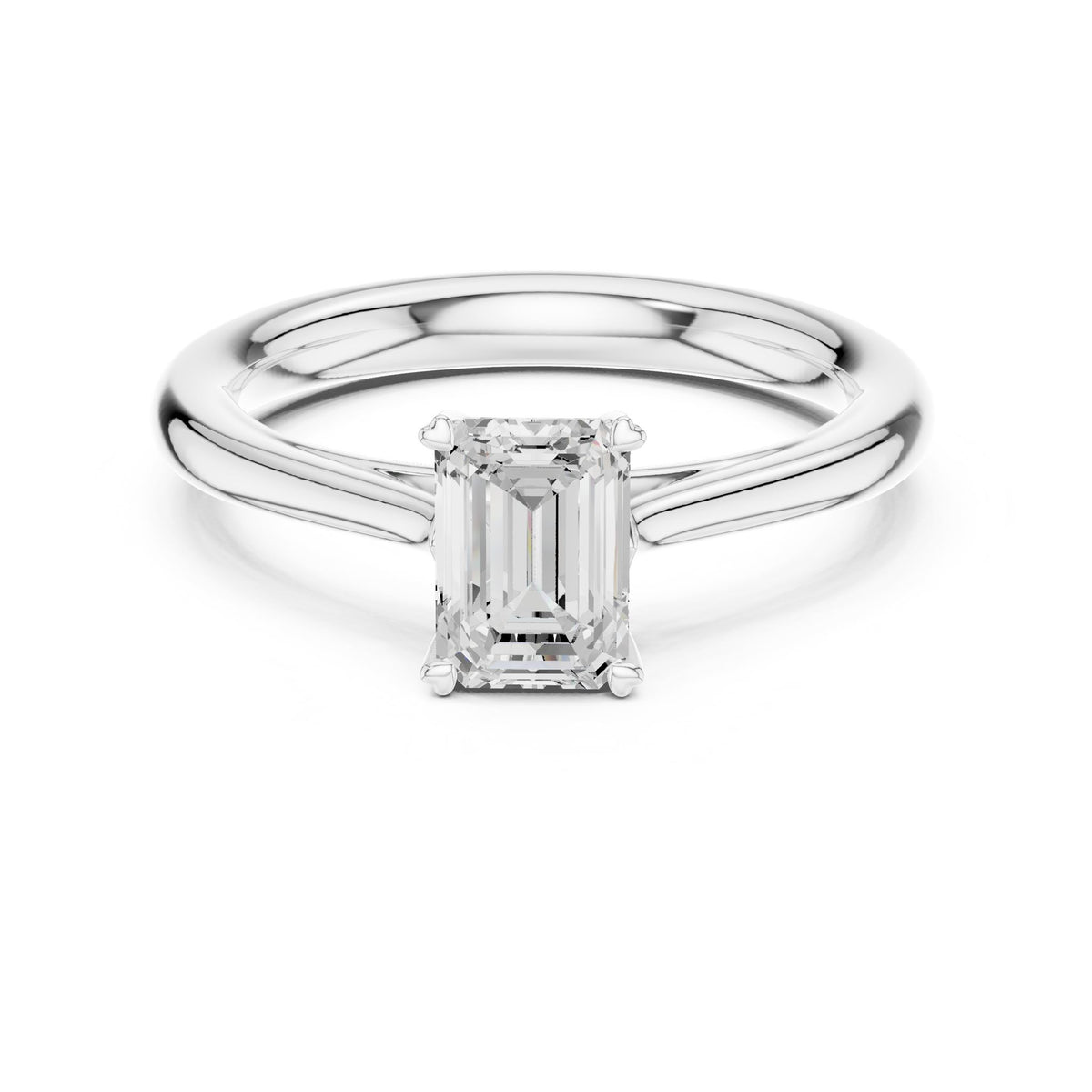 Emerald Solitaire Lab Grown Diamond Engagement Ring