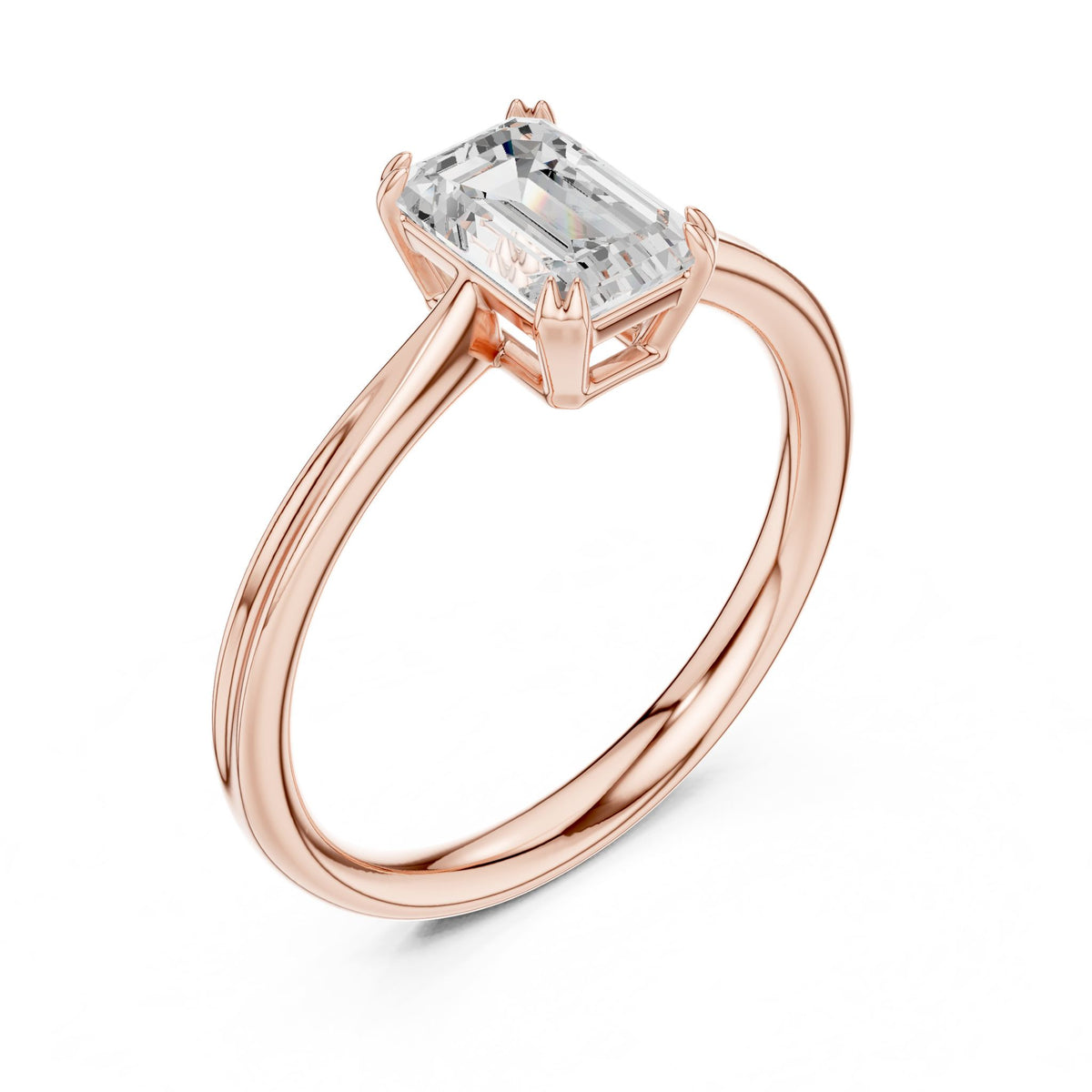 Emerald Solitaire Lab Grown Diamond Engagement Ring