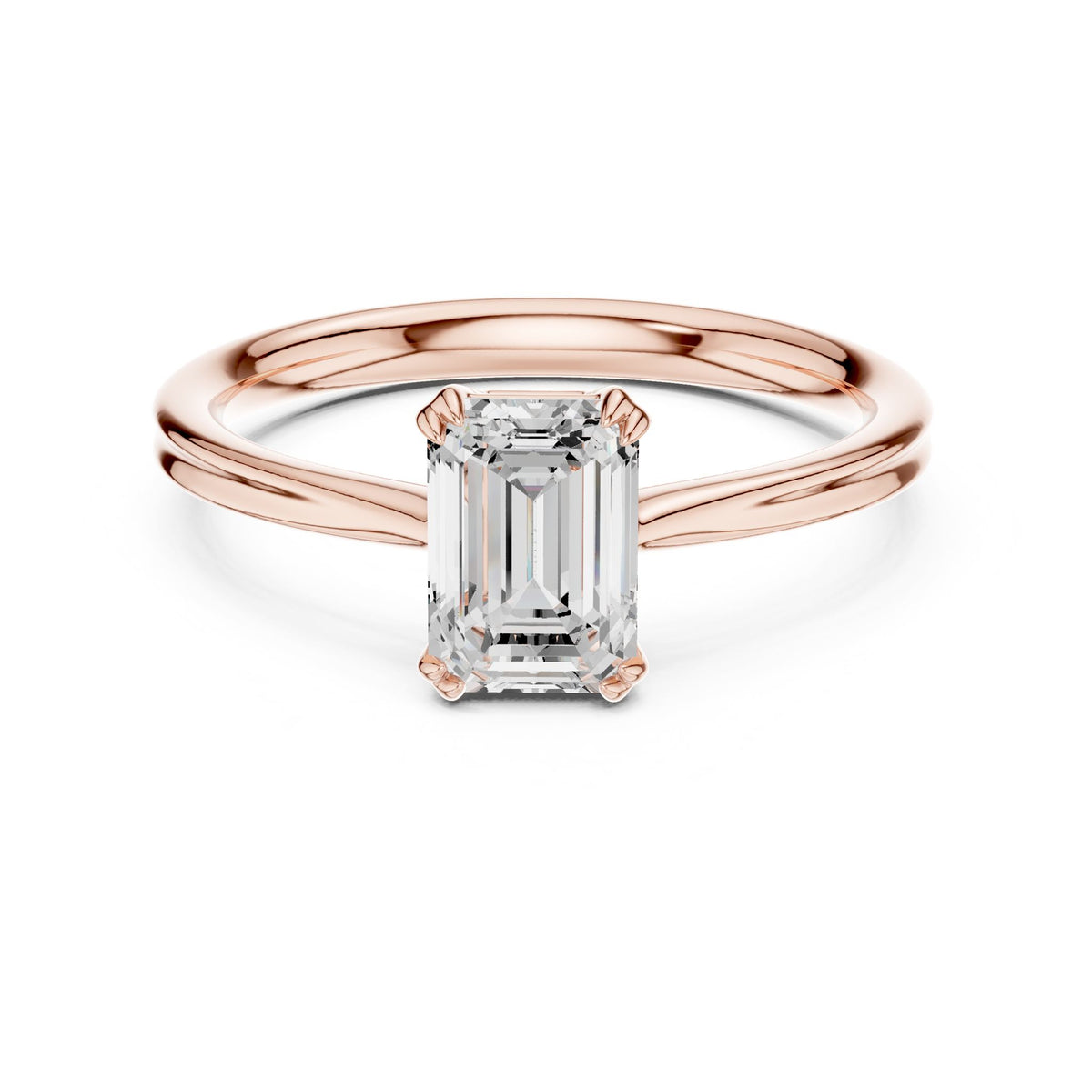 Emerald Solitaire Lab Grown Diamond Engagement Ring