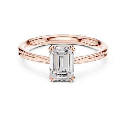 Emerald Solitaire Lab Grown Diamond Engagement Ring