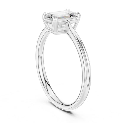 Emerald Solitaire Lab Grown Diamond Engagement Ring